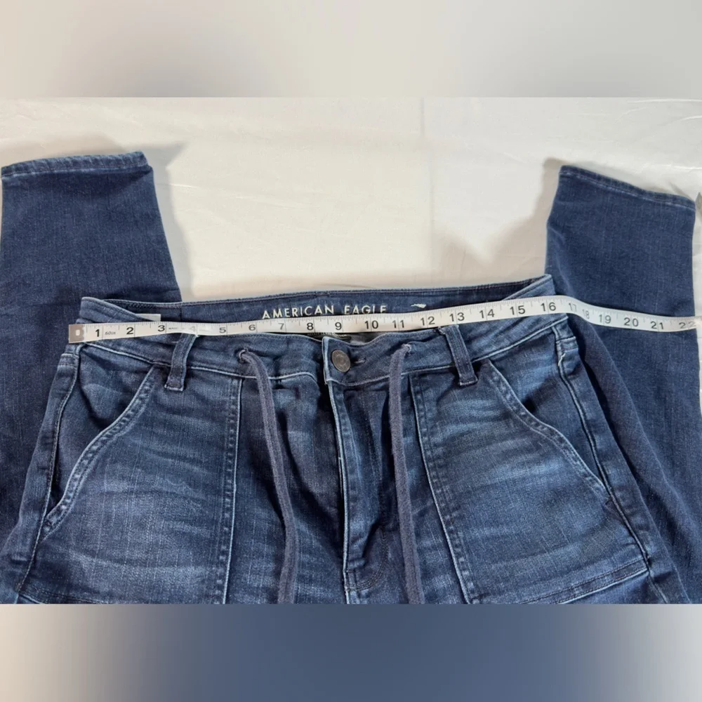 American Eagle Hi-rise jeggings Cargo Denim Pants w!Utility Pockets so 14 short - Picture 5 of 7